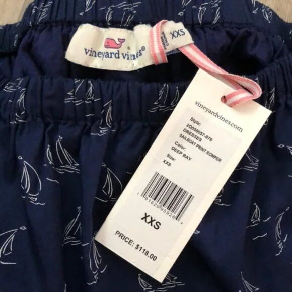 Vineyard Vines Coastal Sailboat Deep Bay Summer Romper XXS - Picture 4 of 8